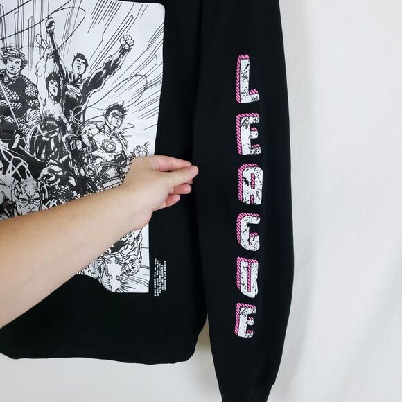 Justice League x Shoe Palace Sweatshirt Mens M Black Pullover DC Comics - Picture 3 of 10